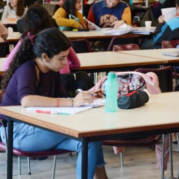 Estudiante en la Biblioteca de Puan. 